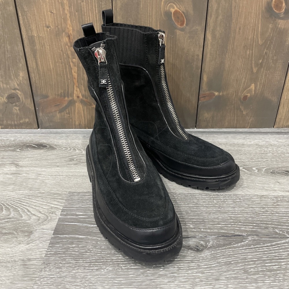 Sam Edelman Leone Lug Sole Chelsea Boots Black Leather Zip Front Women's Sz 9.5 - Picture 7 of 7
